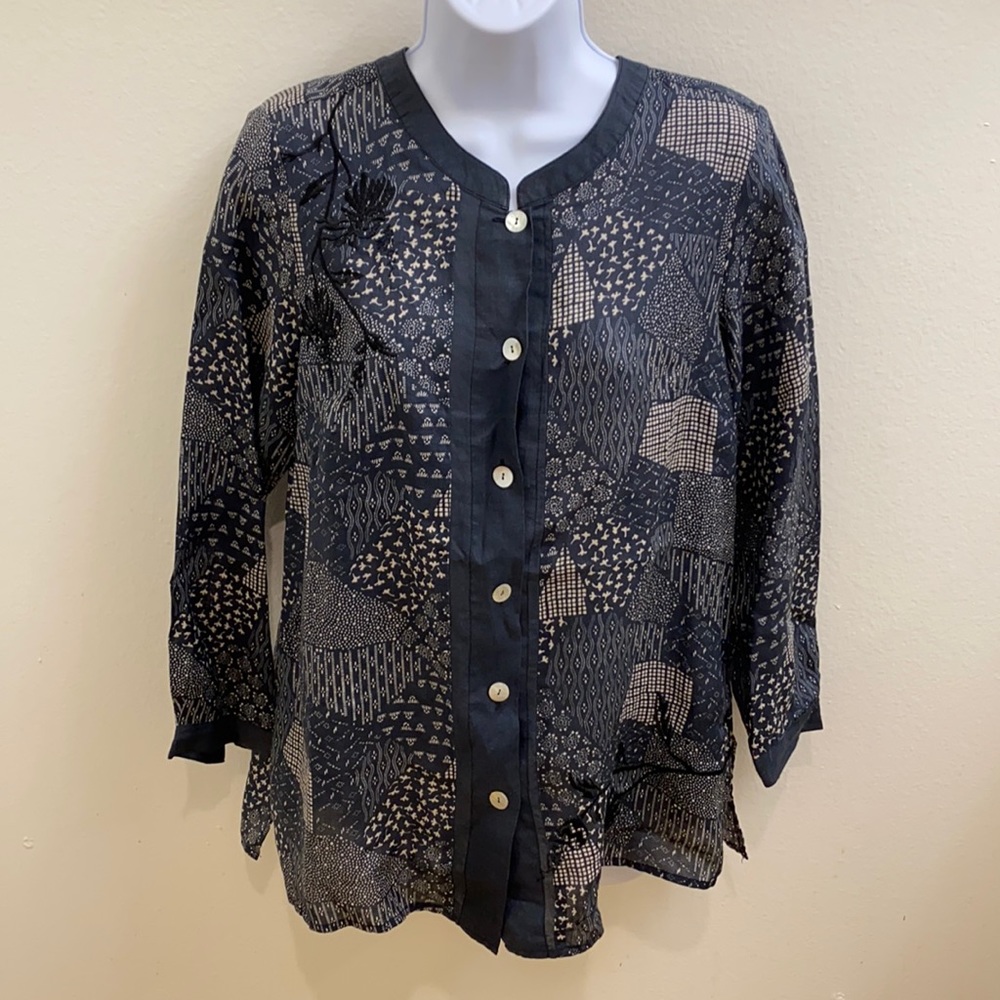 Citron Blue White Button Down Shirt M